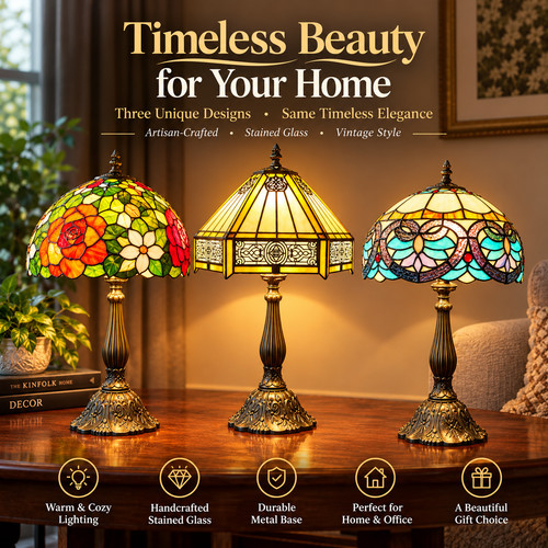 Tiffany style table lamp - table,