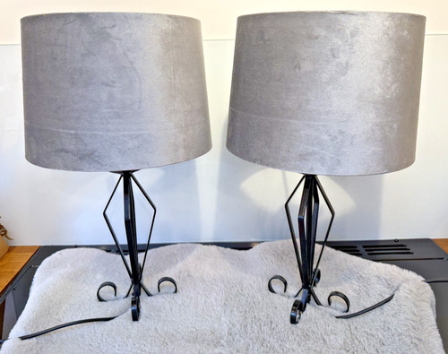 Pair metal bedside table - bedside,
