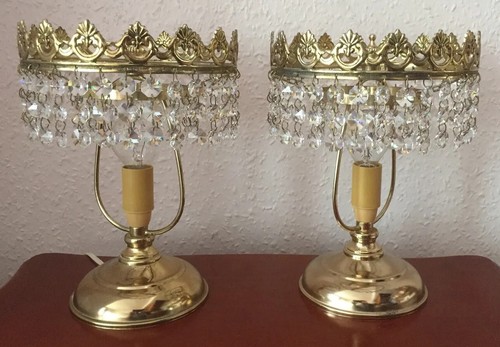 Pair antique bedside lamps - bedside,