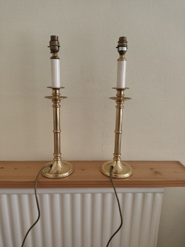 Pair brass table bedside - a,