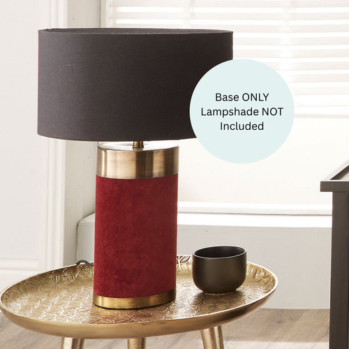 Red velvet table lamp base - red,