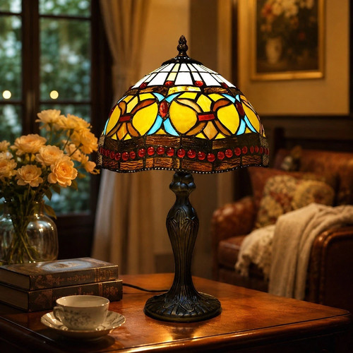 Tiffany style table lamp - table,