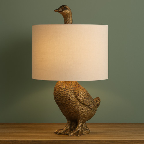 Bronze goose table lamp - goose,