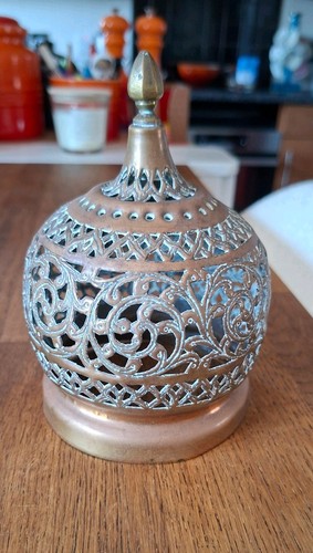 Antique brass moroccan candle - moroccan,